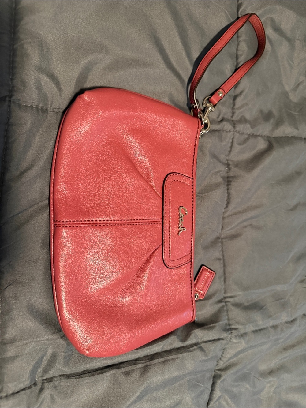 Coach Pink Leather Wristlet Clutch with Detachable Strap